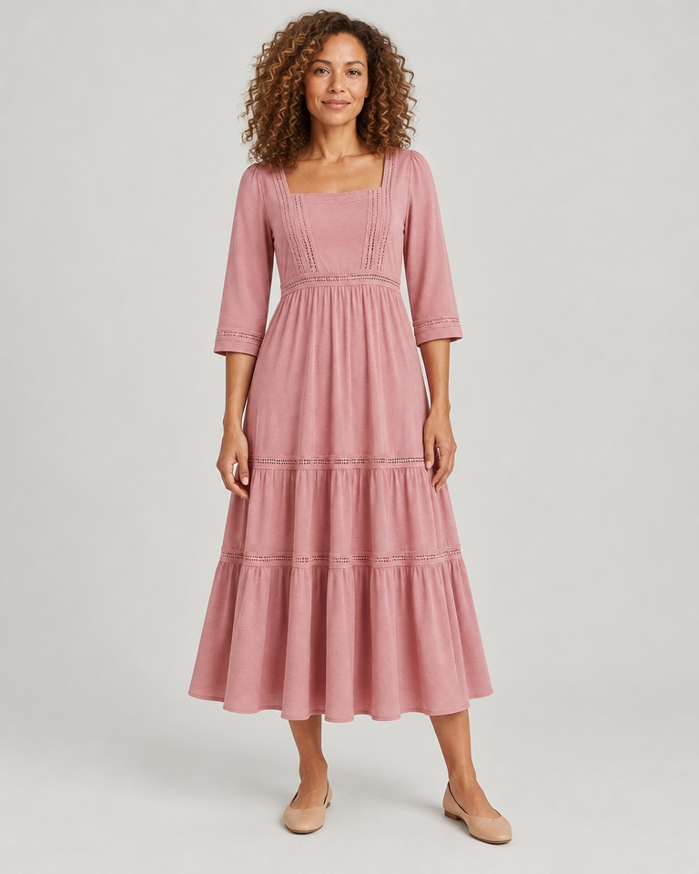 A-line jersey midi dress · pink