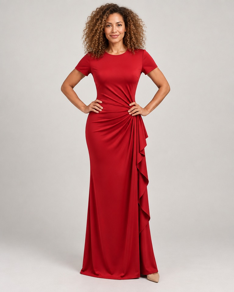 Bodycon pamučna maxi haljina · Crvena