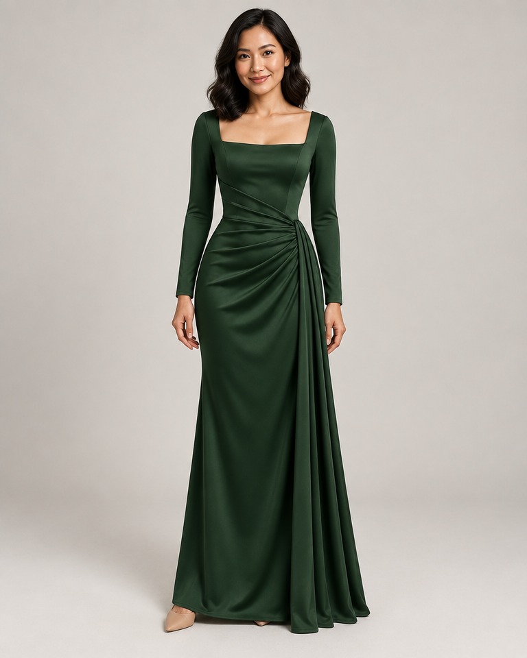 Bodycon maxi haljina s dugim rukavima · Tamnozelena
