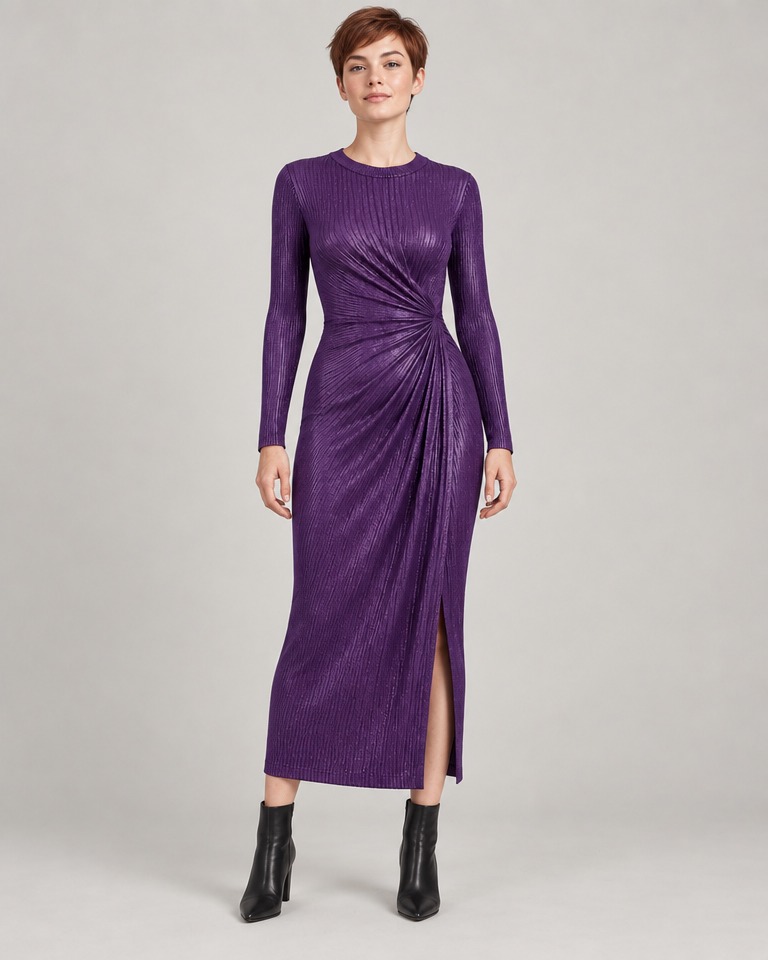 Bodycon knitted midi dress · purple