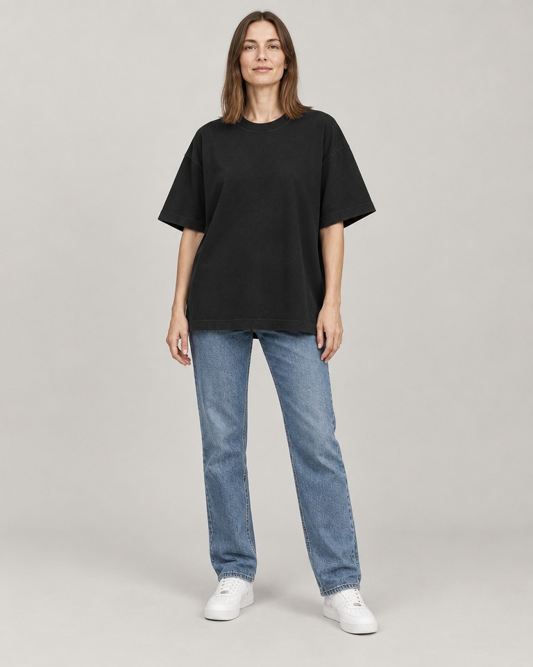 Pamučna oversize majica · Crna