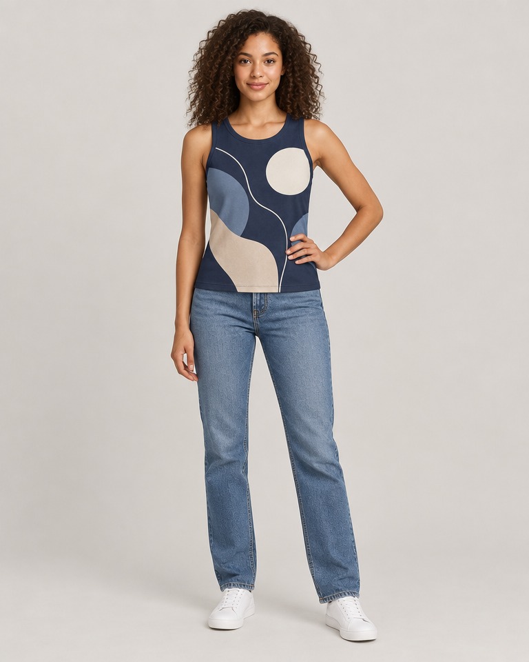 Graphic modal tank top · navy