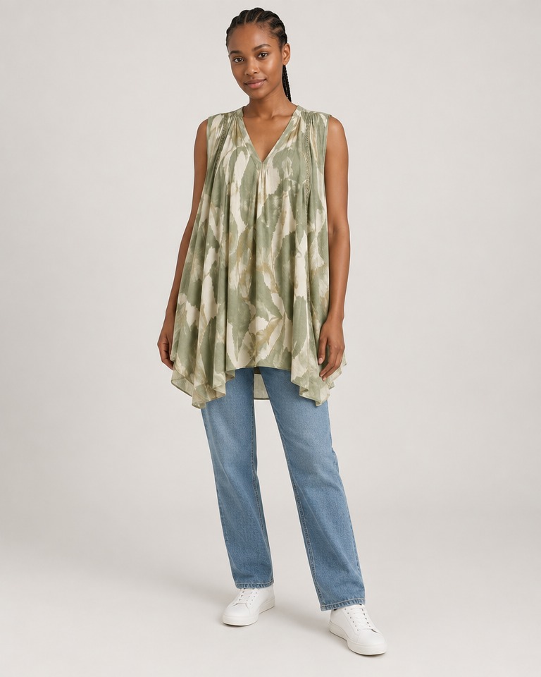 Oversized sleeveless viscose blouse · sage