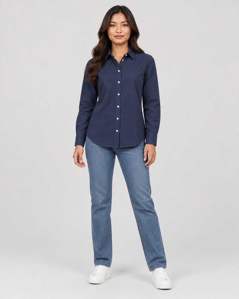 Relaxed Oxford cotton shirt · navy