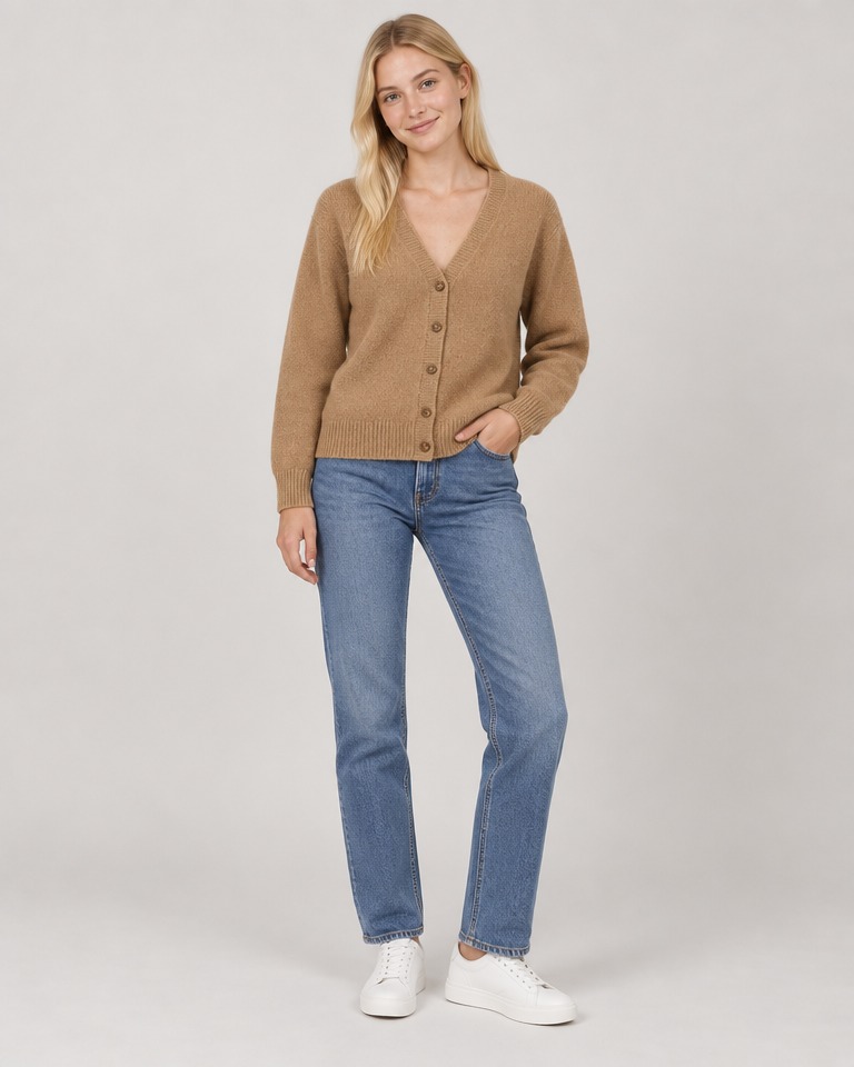 Fine-knit mohair blend cardigan · camel