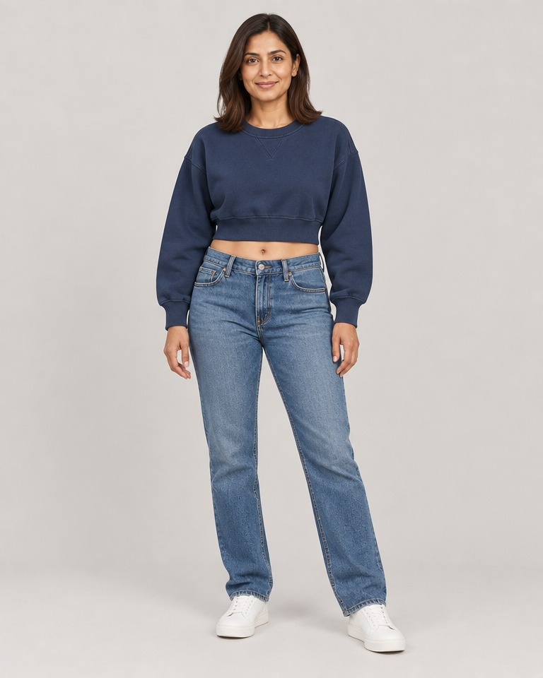 Cropped recycled polyester sweatshirt · navy