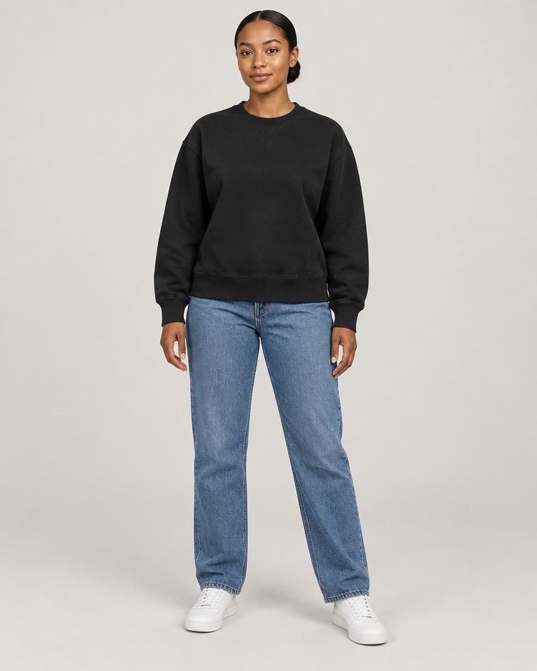 Regular cotton pullover sweatshirt · black