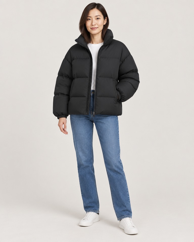 Oversized zip-up puffer jacket · black
