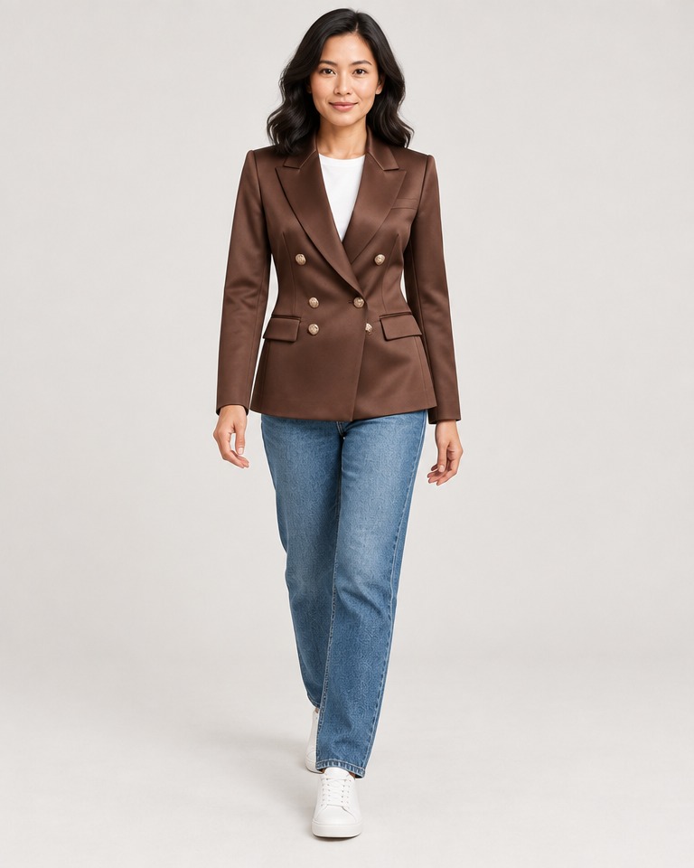 Double-breasted viscose blazer · brown
