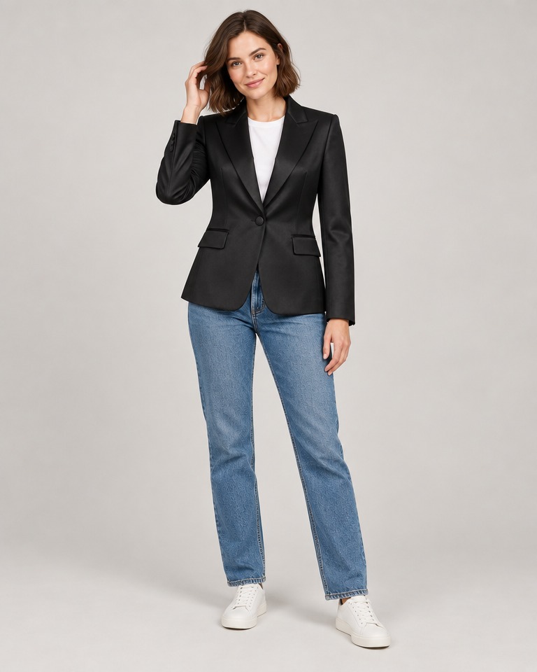 Single-breasted viscose blazer · black