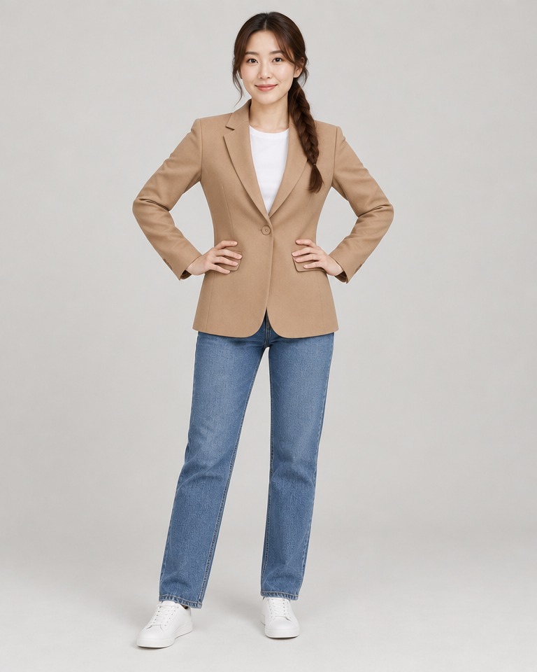 Tailored single-breasted crepe blazer · camel