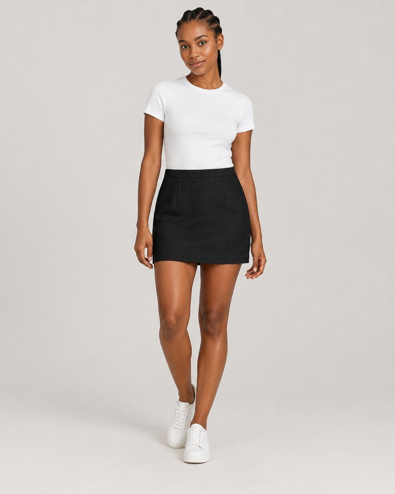 Linen pencil mini skirt · black