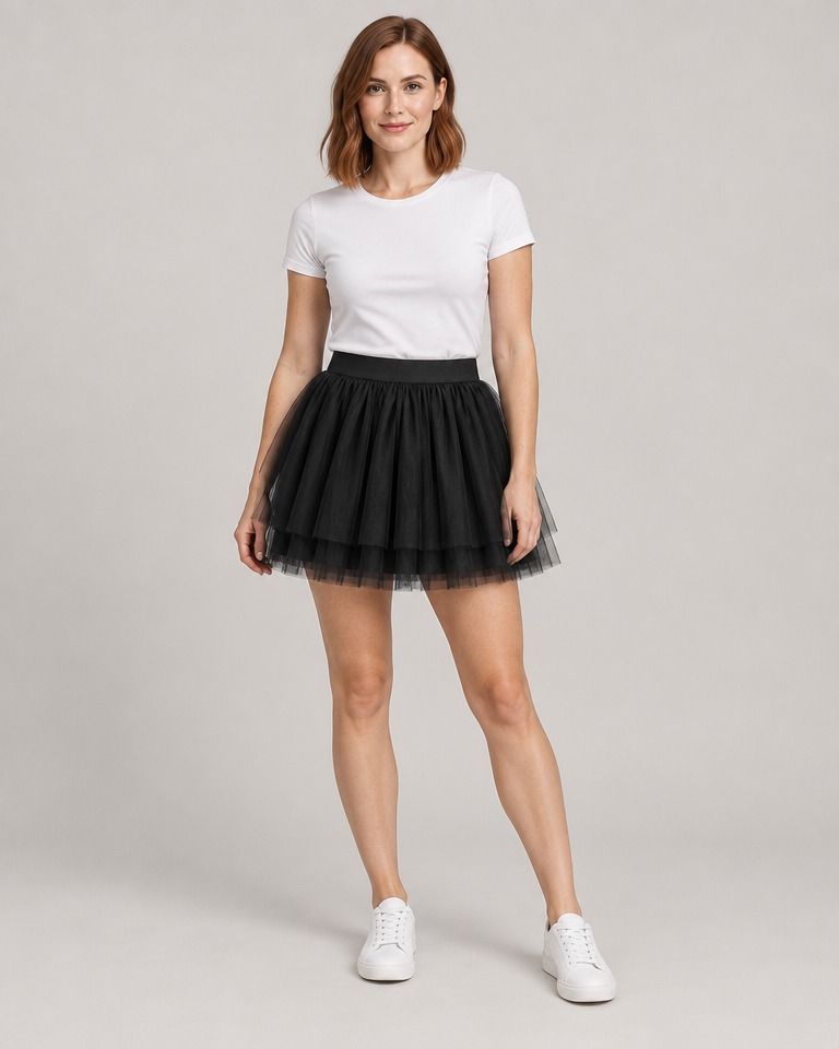 Tulle A-line mini skirt · black