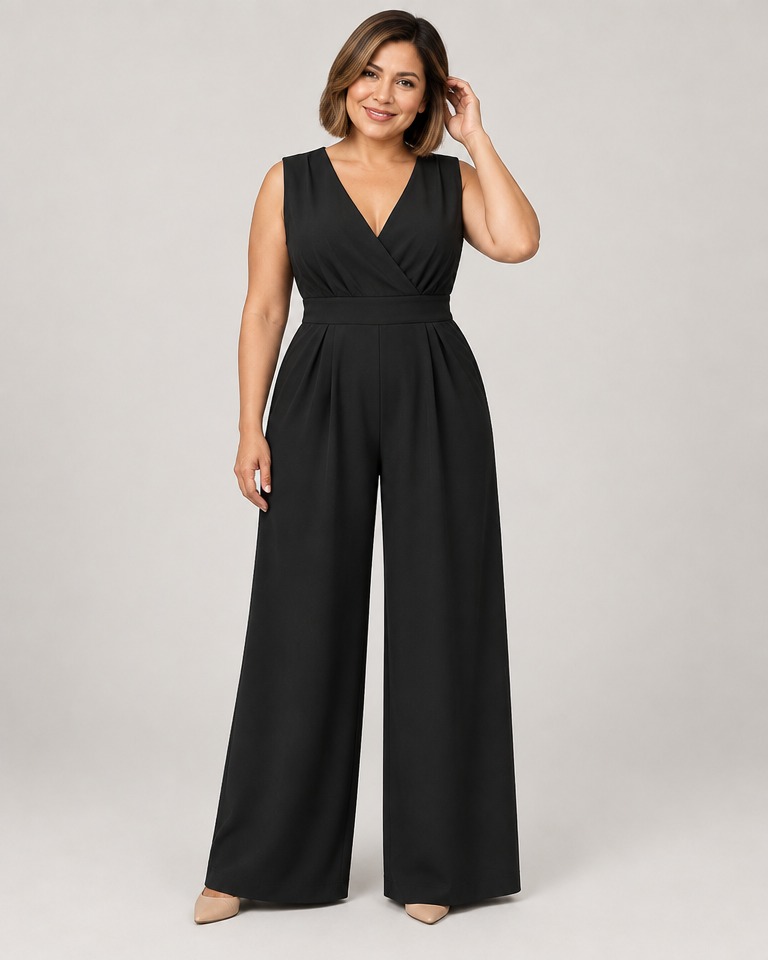 Sleeveless wide-leg jumpsuit · black