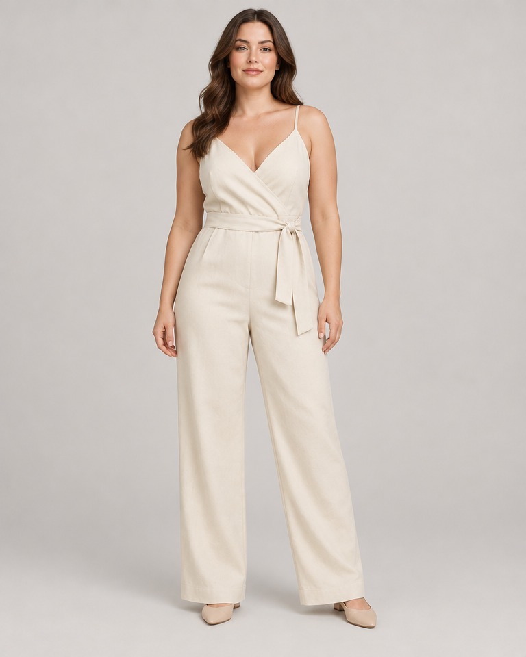 Wrap jumpsuit in cotton · ecru