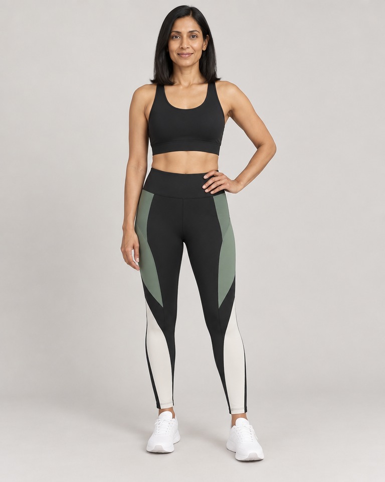 Colour block uske sportske tajice · Crne