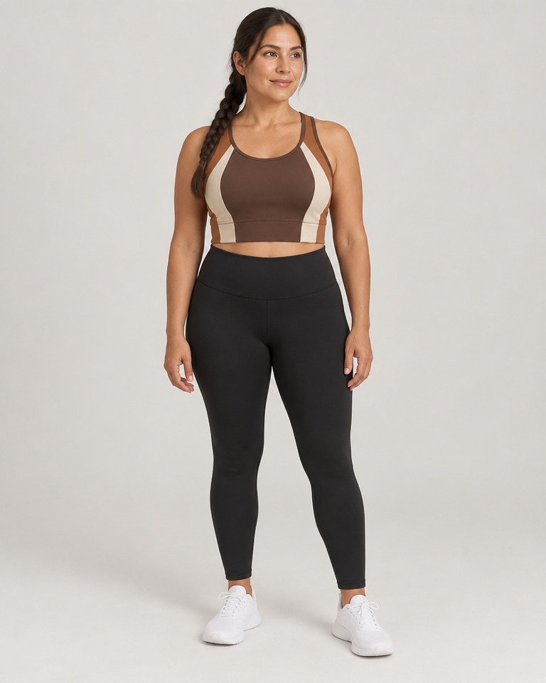Colour block uski sportski top · Smeđi