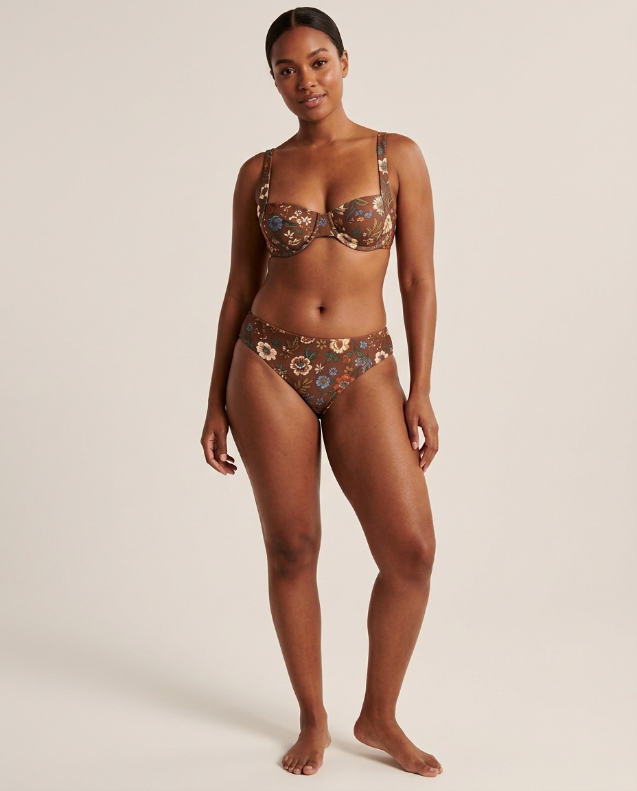 Balconette bikini s cvjetnim uzorkom · Smeđi