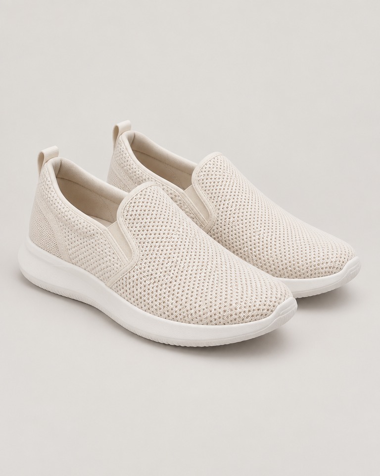 Niske slip-on tenisice od mrežice · Ekru