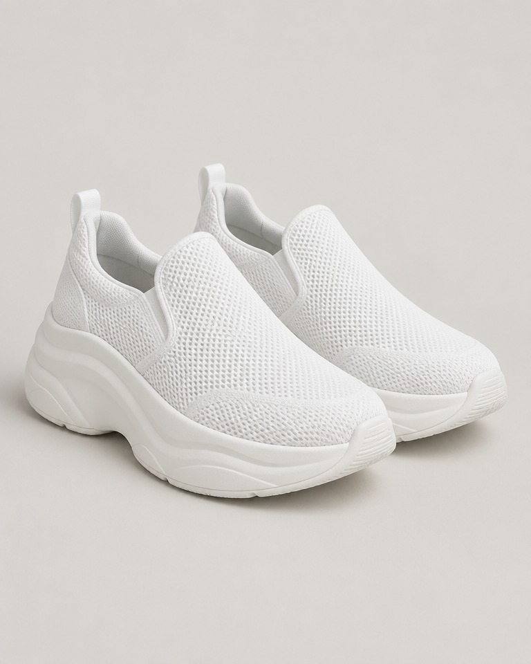 Masivne slip-on tenisice od mrežice · Bijele