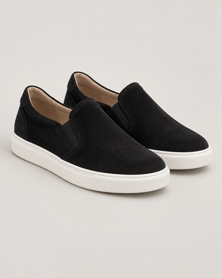 Slip-on tenisice od brušene kože · Crne