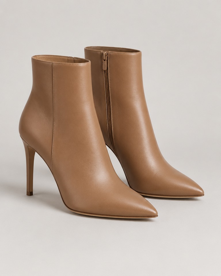Kožne gležnjače s visokom stiletto petom · Camel