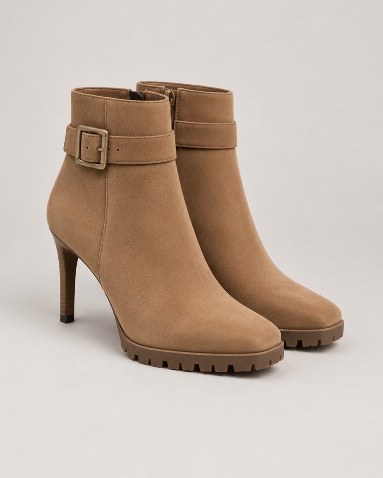 Gležnjače od nubuka sa stiletto petom · Camel