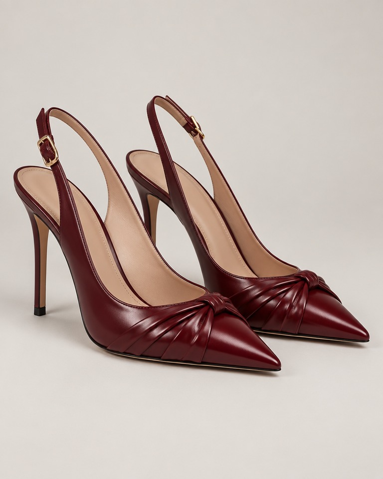Slingback cipele šiljastog vrha na stiletto peti · Bordo