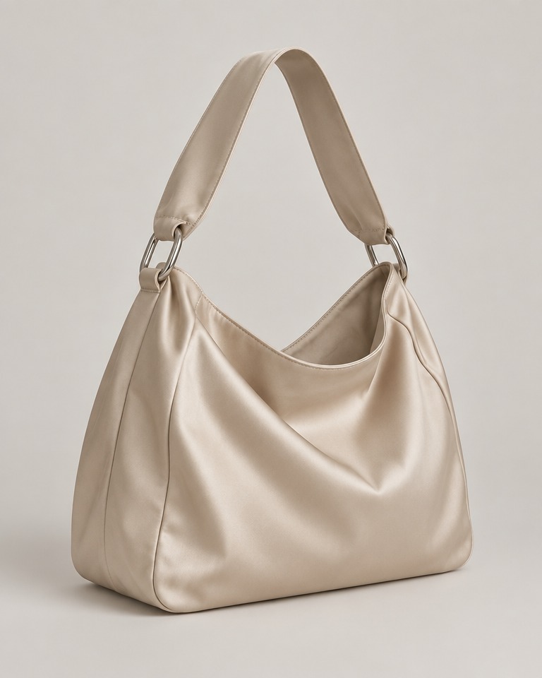 Oversize satenska tote torba mekane forme · Bež