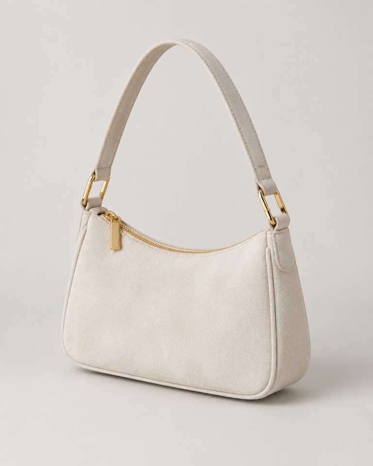Structured suede shoulder bag · white