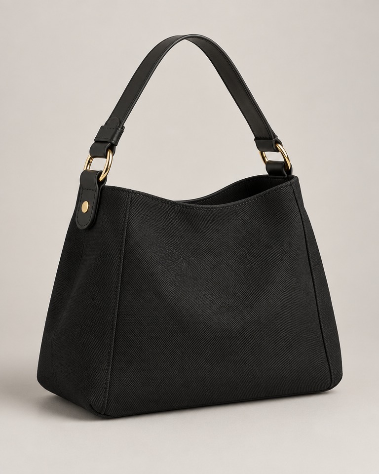 Structured canvas bag with top handle · black