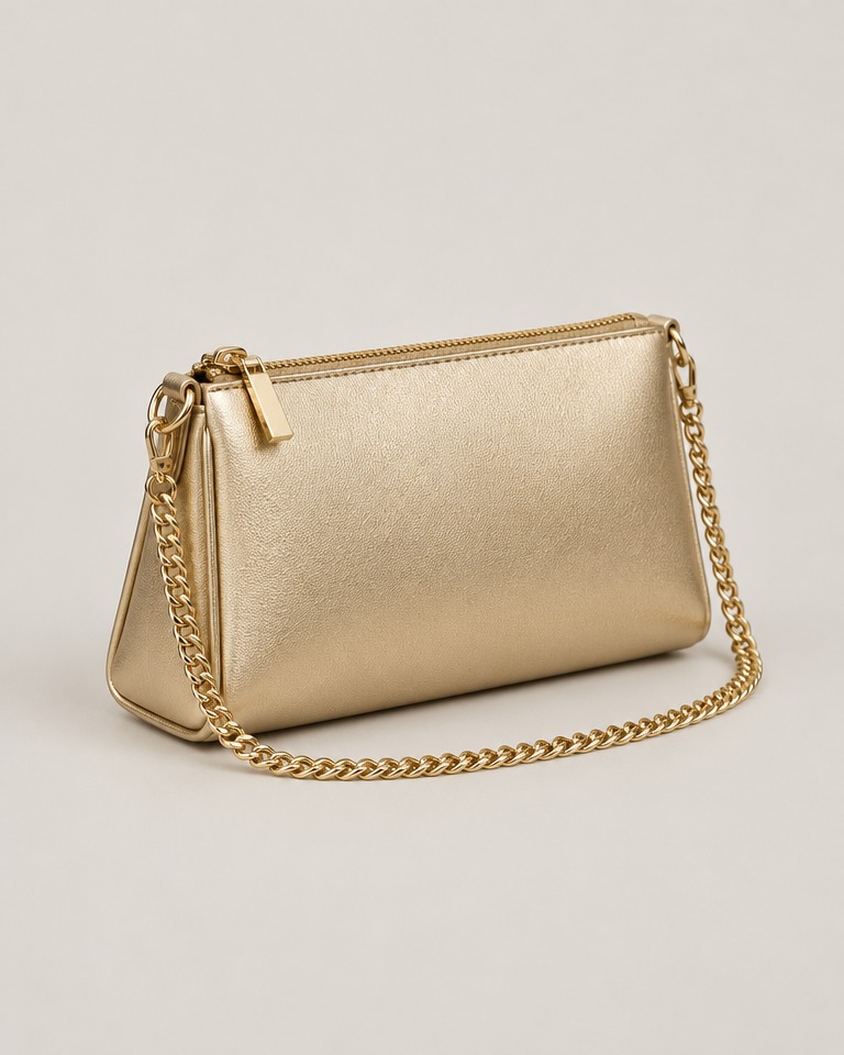 Mini chain-strap evening bag · gold