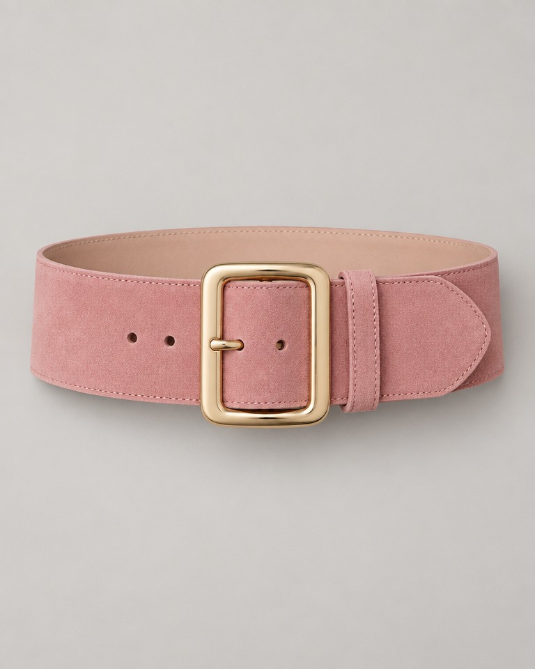 Wide smooth suede belt · pink