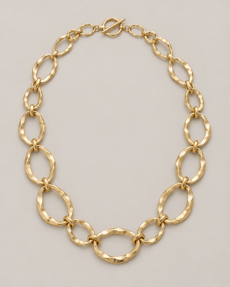 Hammered gold-plated chain necklace · gold