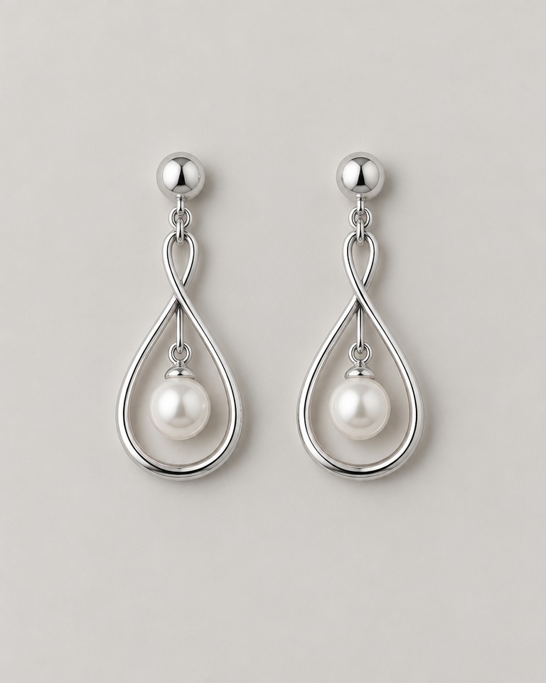 Polished silver-plated drop earrings · silver