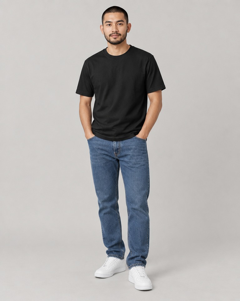 Relaxed cotton crew-neck T-shirt · black