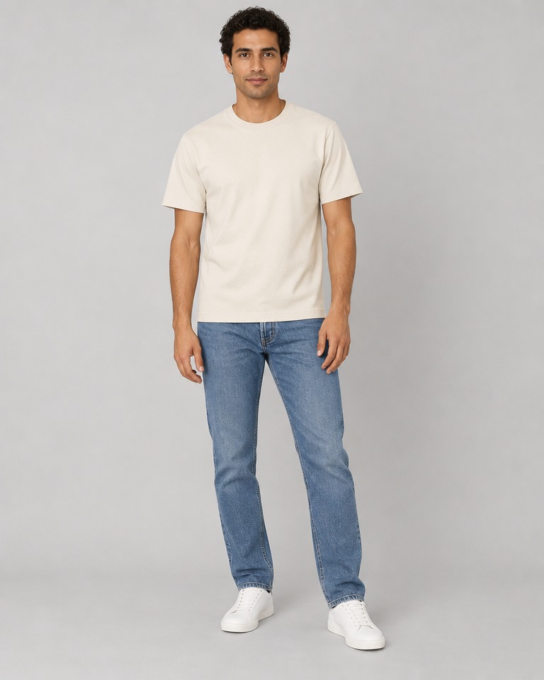 Regular-fit cotton crew-neck T-shirt · ecru