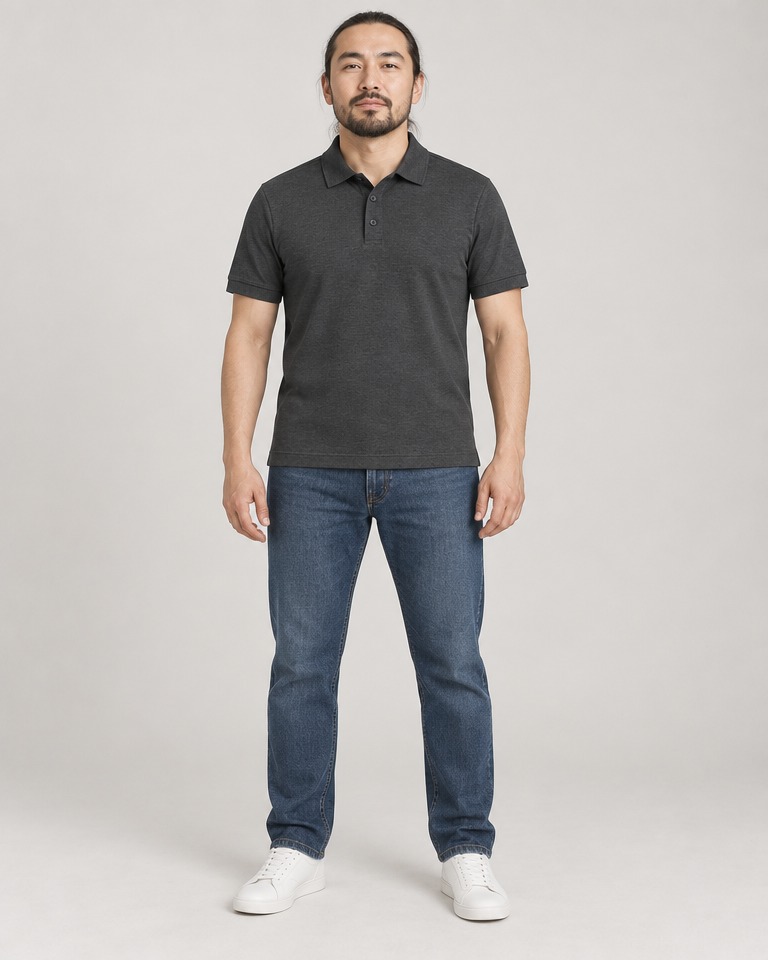 Merino polo majica uskog kroja · Antracit