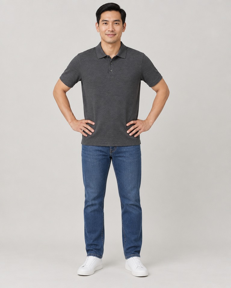Merino polo majica uskog kroja, kratkih rukava · Antracit