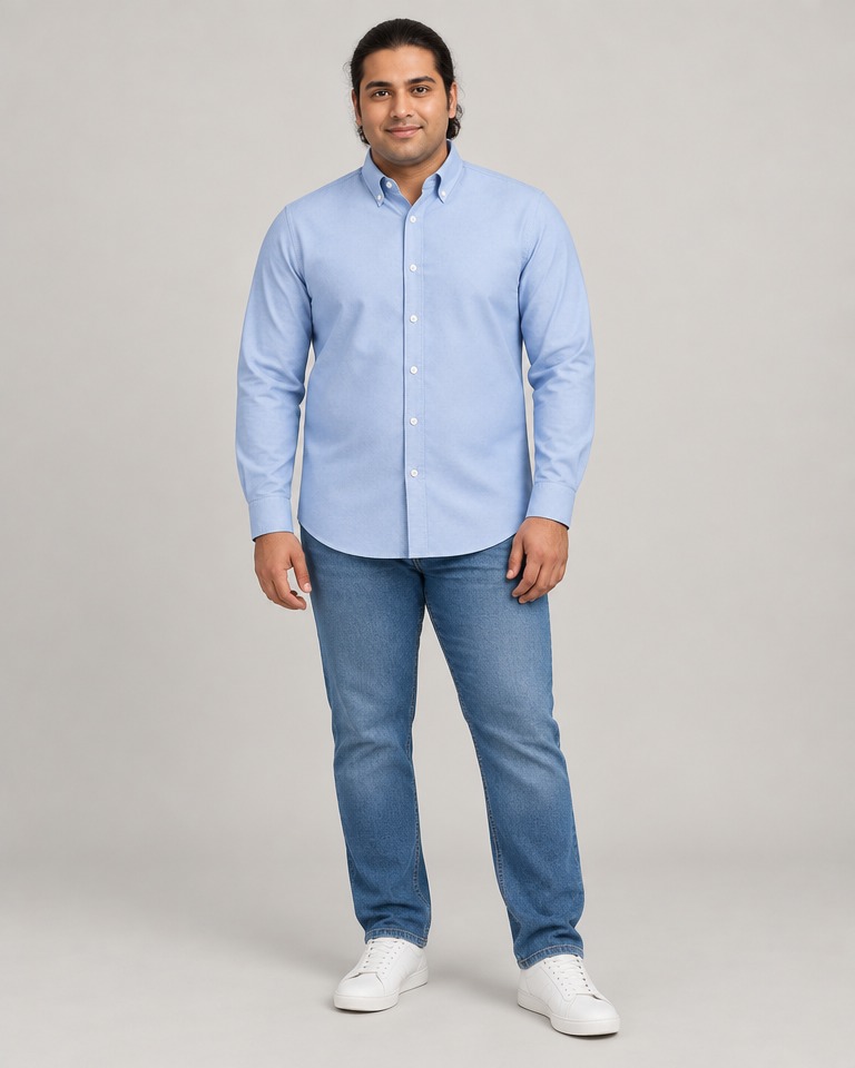 Uska oxford košulja od pamuka s button-down ovratnikom · Svijetloplava