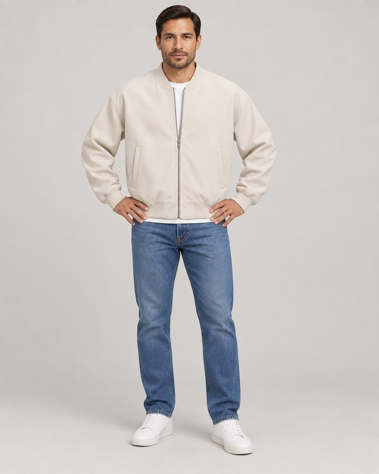 Oversize bomber jakna od recikliranog poliestera · Ekru