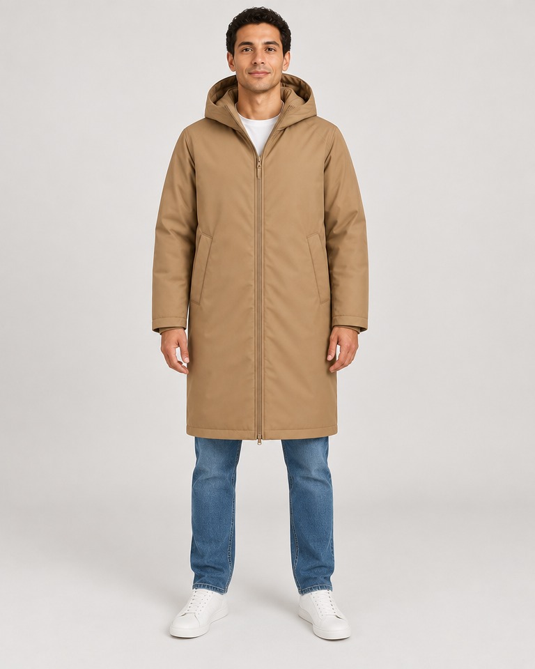 Parka s kapuljačom, do koljena · Camel