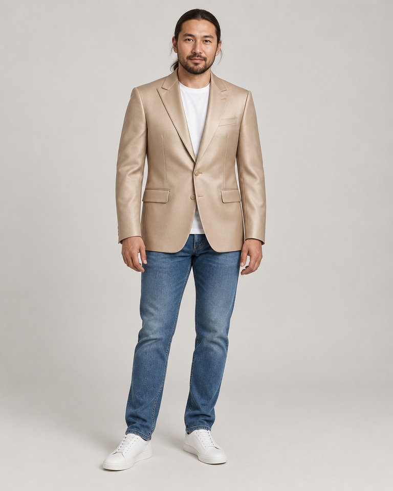 Relaxed single-breasted viscose blazer · beige