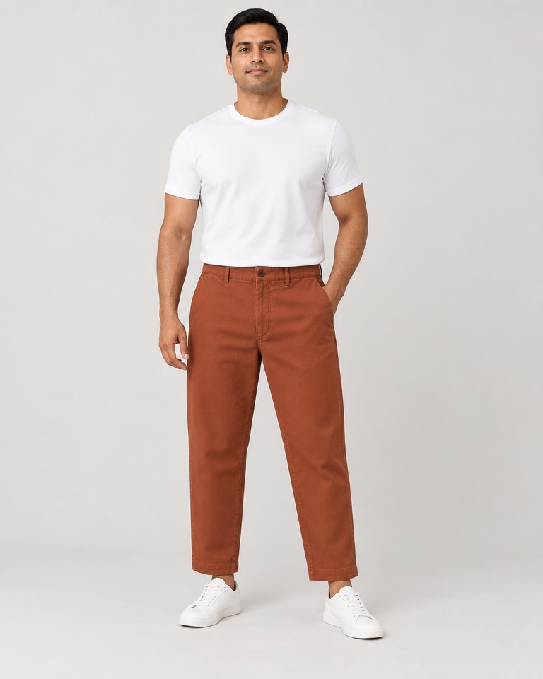 Relaxed fit chinos i bomuldstwill · Rust
