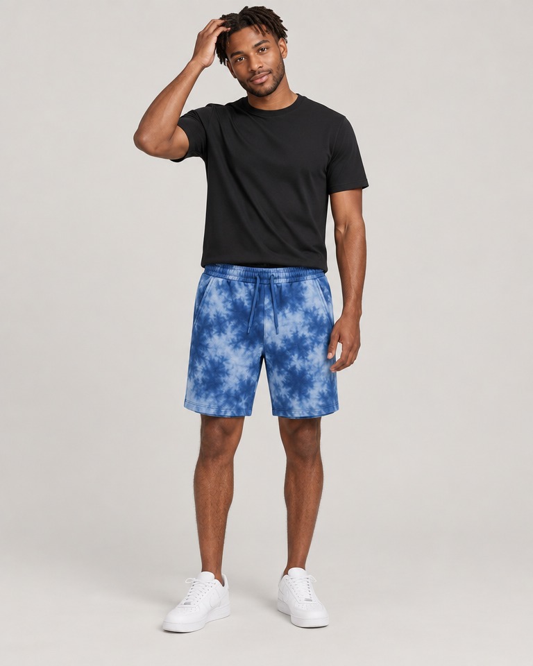 Tie-dye cotton-blend training shorts · blue