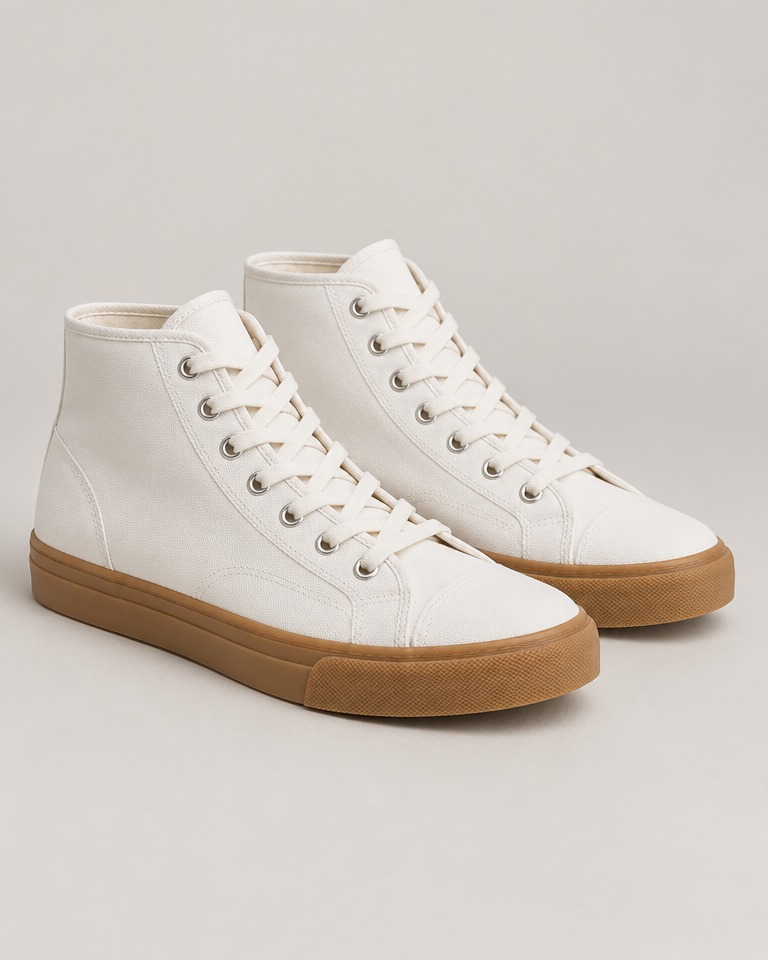 Mid-Top-Sneaker mit Gum-Sohle · Weiss