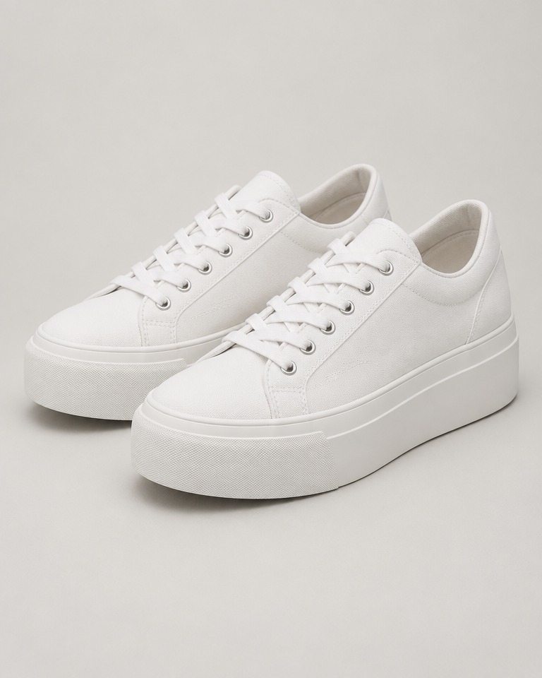 Sneakers chunky basse in tela · Bianco