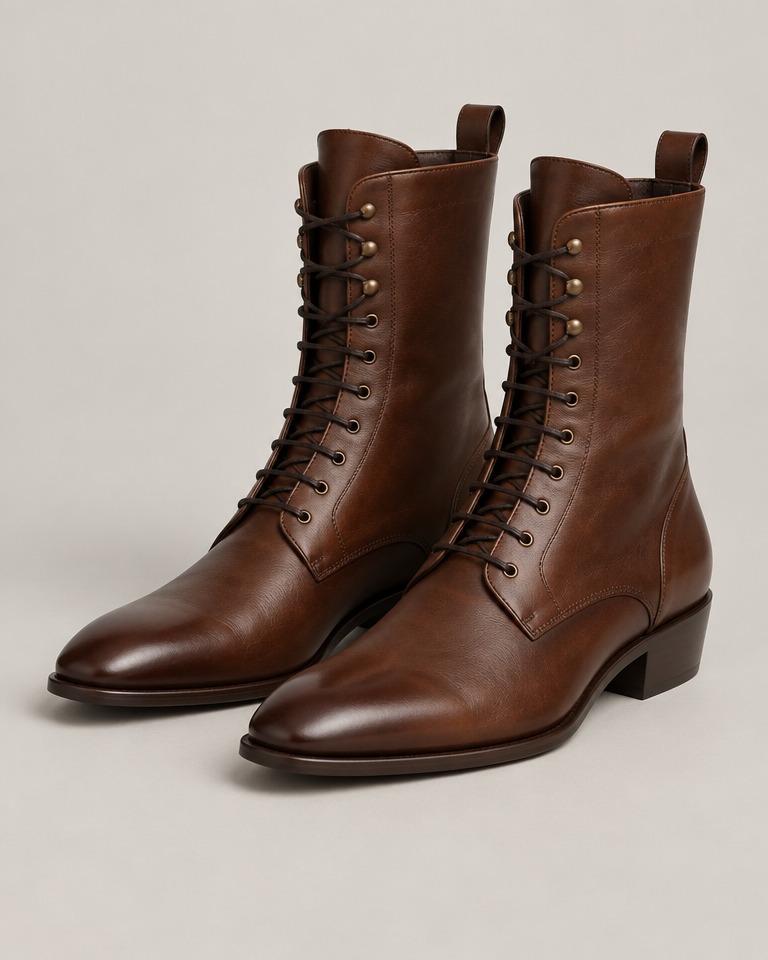 Leather mid-calf boots · brown
