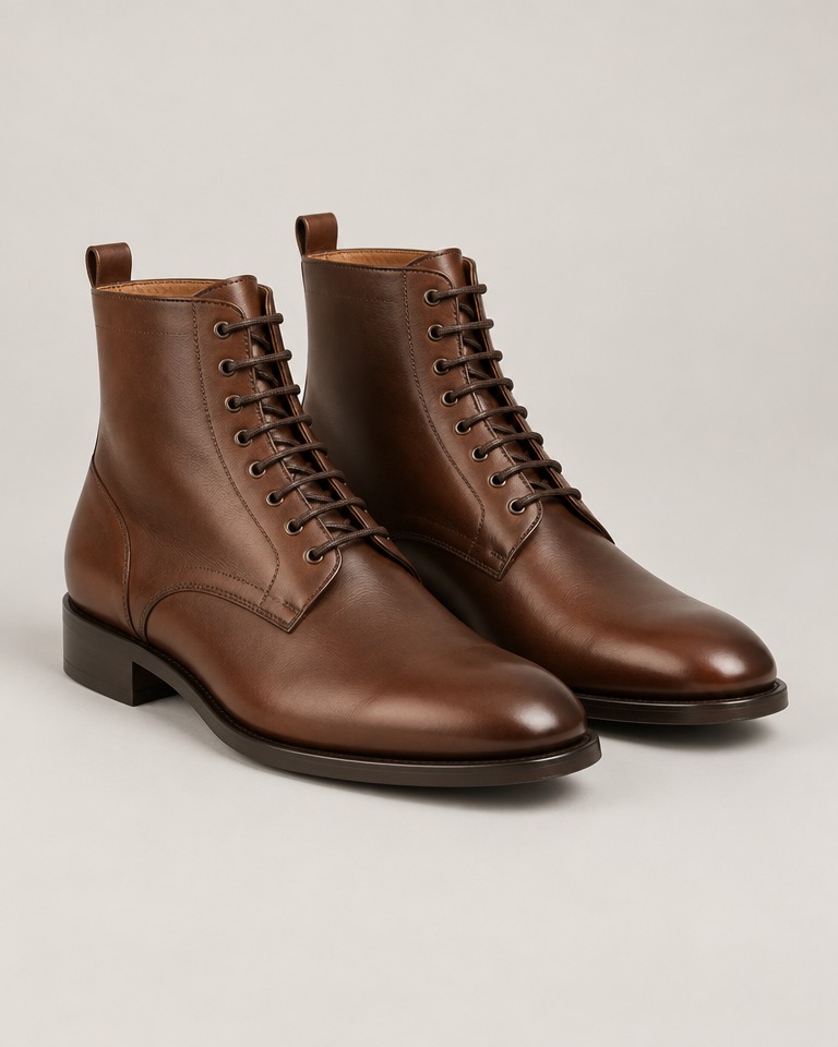 Lace-up leather ankle boots · brown