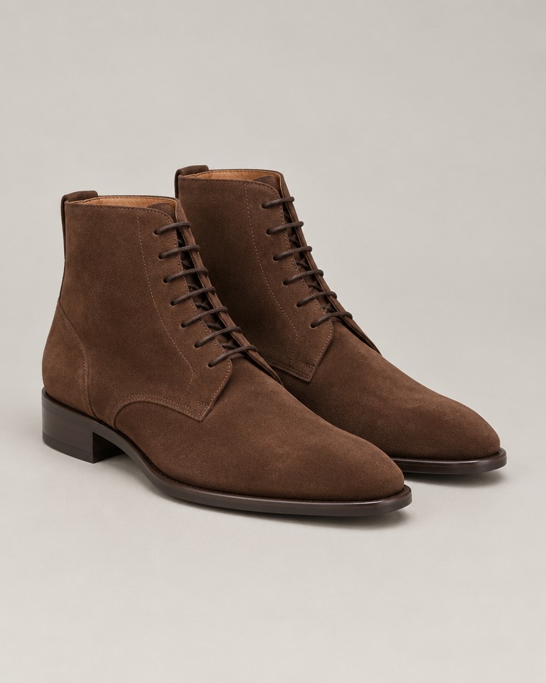 Suede lace-up ankle boots · brown